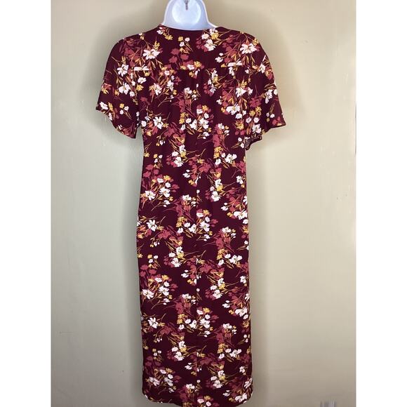 Isabel Maternity Women Burgundy Floral Short/SL Maternity Dress Medium EUC - Picture 5 of 10